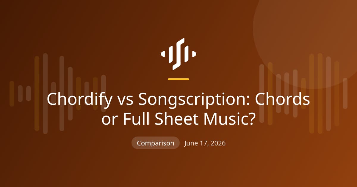 Chordify versus Songscription: automatic chord charts compared with full AI sheet music transcription